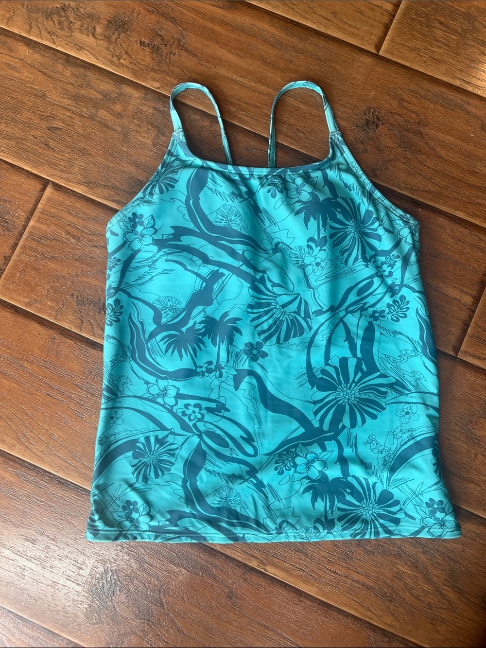Athleta Girl Turquoise Floral Strappy Tank - Size 16. XXL
